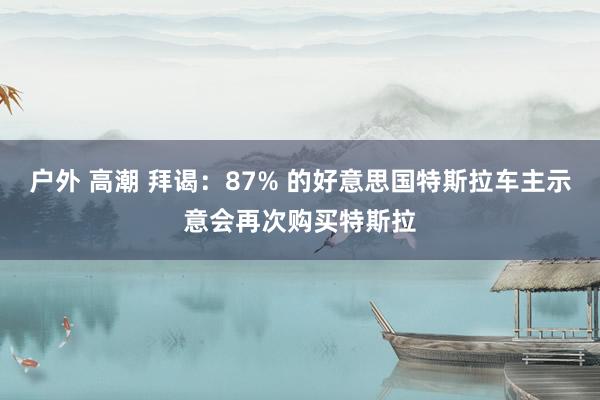 户外 高潮 拜谒：87% 的好意思国特斯拉车主示意会再次购买特斯拉