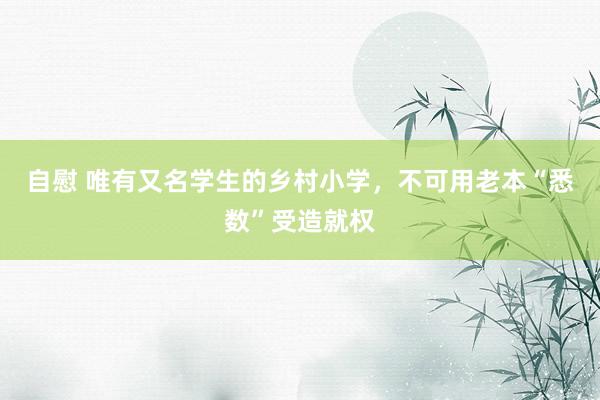 自慰 唯有又名学生的乡村小学，不可用老本“悉数”受造就权