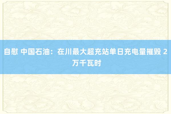 自慰 中国石油：在川最大超充站单日充电量摧毁 2 万千瓦时